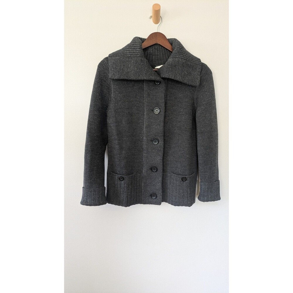 Vintage J Crew Womens Merino Wool Fisherman Cardigan S Preppy Classic Old Money